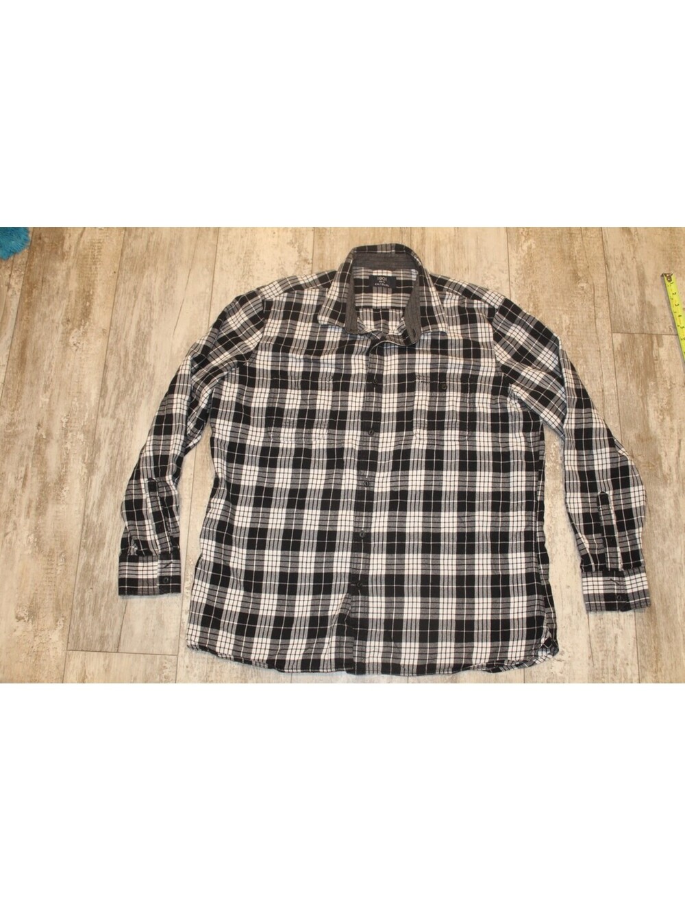 1901 Black White Plaid Long Sleeve Button Up Shirt XXL